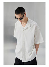 Bark Textured Cuban Collar Casual Shirt