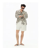 Long Sleeve Collared Paisley Silk Shirt