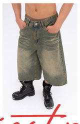 Men's Loose Cropped Denim Shorts