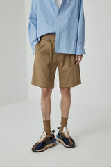 Draped Drawstring Elastic Waist Pleated Shorts