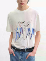 Printed Short-sleeve Tee with Tencel Wool