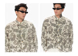 Long Sleeve Collared Paisley Silk Shirt