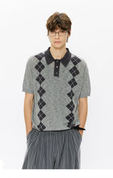 Men's Summer Contrast Diamond Knit Polo