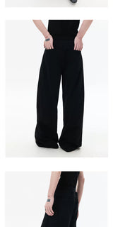 Loose Black Pleated Wide Leg Sweatpants