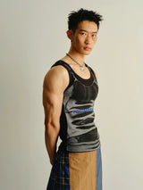 Technoboy Print Ribbed Unisex Tank Tops