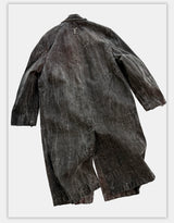 Collared Distressed Tie-dye Denim Coat