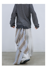 Detachable Distressed Ripped Striped Patchwork Sweatpants