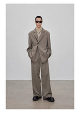 Adjustable Waist Wool Blend Dress Pants