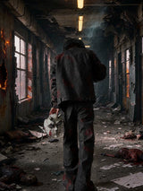 Bloodstained Raw Denim Riveted Fitted Jacket