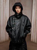 American Fur-lined Hooded Leather Biker Jacket