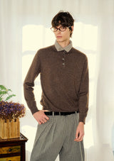 30% Wool Double Collar Polo Tops