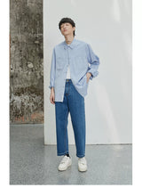 Vintage Washed Distressed Straight Cropped Jeans