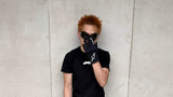 Black Waxed Straight Mesh Cord Jeans