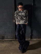 Distressed Knight Armor Print Sweater