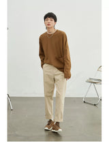 Vintage Herringbone Elastic Waist Cargo Pants