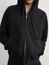 Drawstring Two-tone Raglan Cotton Hoodie
