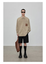Relaxed Fit Leather Patch Pocket Shirt