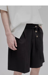 Draped Drawstring Wide Shorts