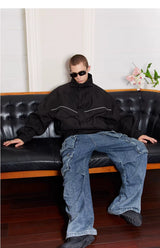 Clean Washed Wide Leg Cargo Jeans