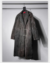 Collared Distressed Tie-dye Denim Coat