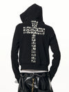 Men's Black Skull Cross Zip Hoodie