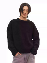 Cable Knit Cotton Drop Shoulder Sweater