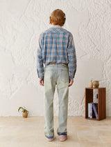 Men's Washed Ripped Straight Leg Jeans