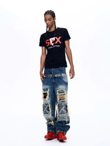 Streetwear Letter Print Crew Neck Tees