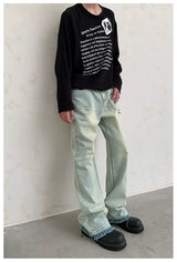 Men's Washed Ripped Straight Leg Jeans