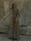 Unisex Hooded Ruched-Waist Cape Coat
