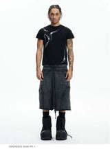 Loose Double Waistband Vintage Cotton Shorts