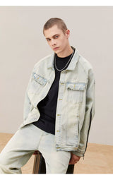 Mud Washed Distressed Denim Jacket