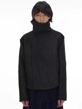 Jacquard Wide Lapel Asymmetric Zipper Jacket