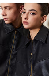 Vintage Matte Drop Shoulder PU Jacket
