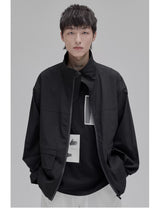 Color Block Zip Pocket Short Jacket