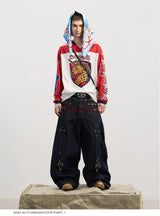 American Raw Suede Paneled Curved Jeans