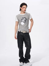 Men's Skull Print Plaid Tees