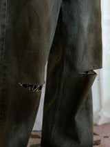 Distressed Cut Splatter Jeans