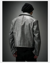Vintage Stand Collar Biker Jacket