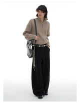 Pleated Wool Resin Button Pants