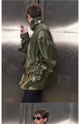 Loose Riveted Punk Leather Jacket