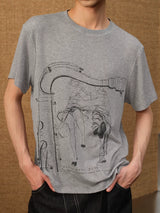 Couple Print Fitted Wool Blend Tee