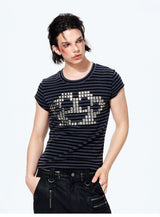 Rivet Striped Flutter Sleeve Tee