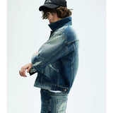 Two Tone Cropped Wide Denim Jacket