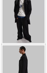 Black Patchwork Wide Leg Floor-Length Pants