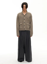 Shawl Collar Ribbed Cardigan
