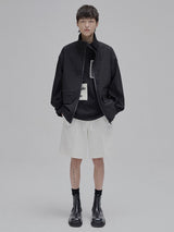 Color Block Zip Pocket Short Jacket