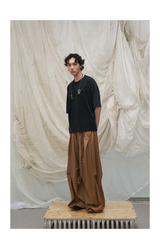 Loose Draped Pleated Curved Trousers