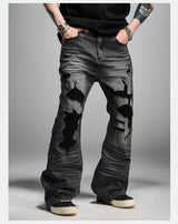 Distressed Gray Wash Relaxed Curved Jeans