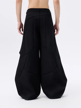 Casual Curved Pleated Wide Leg Pants